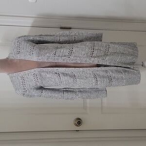 LOFT Outlet Size S Gray Long Mixed Knit Open Cardigan.  Excellent Used Condition